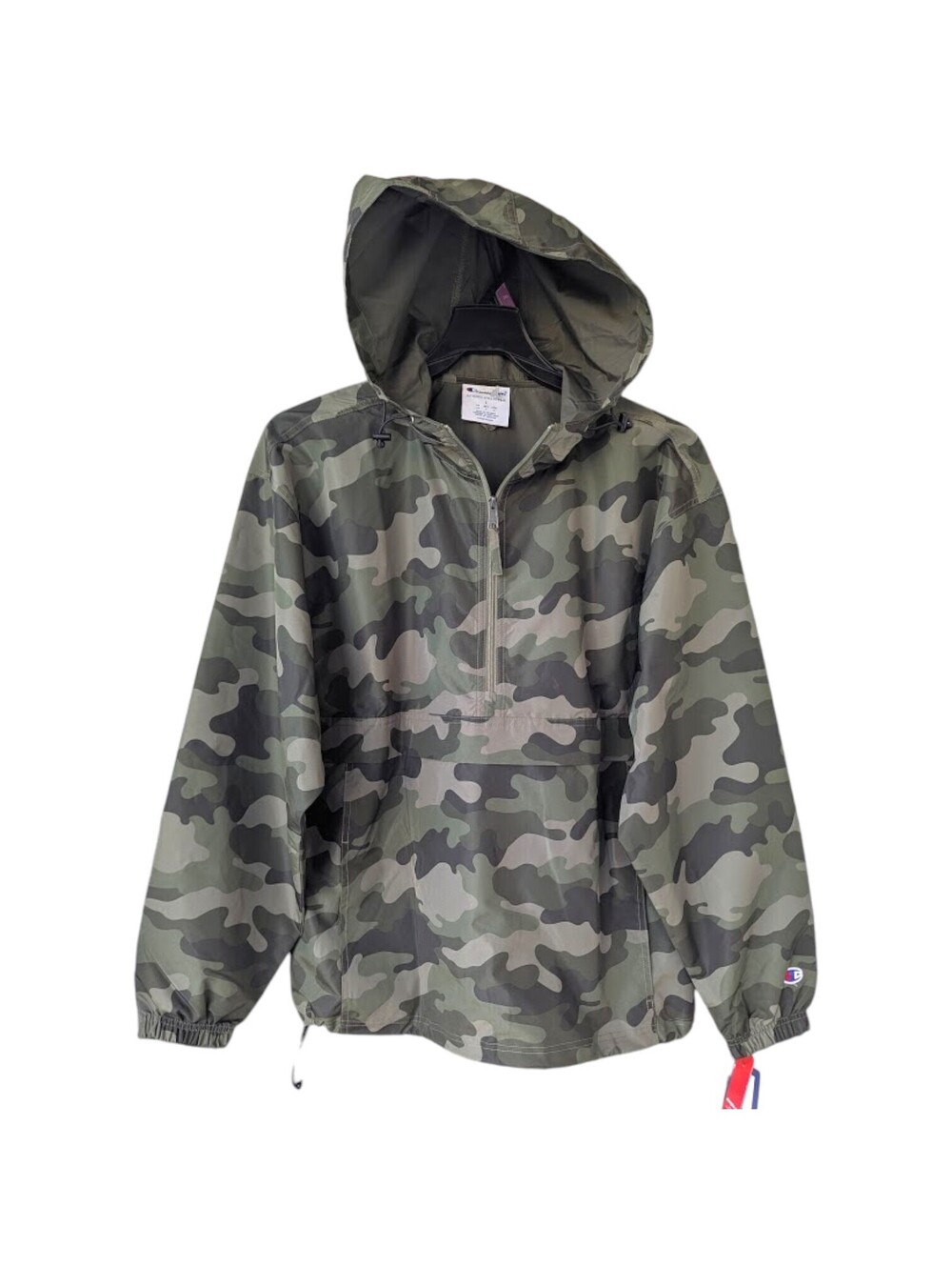 NWT Champion Camo Windbreaker Anorak Jacket L Camouflage Lightweight 23.5x28.5